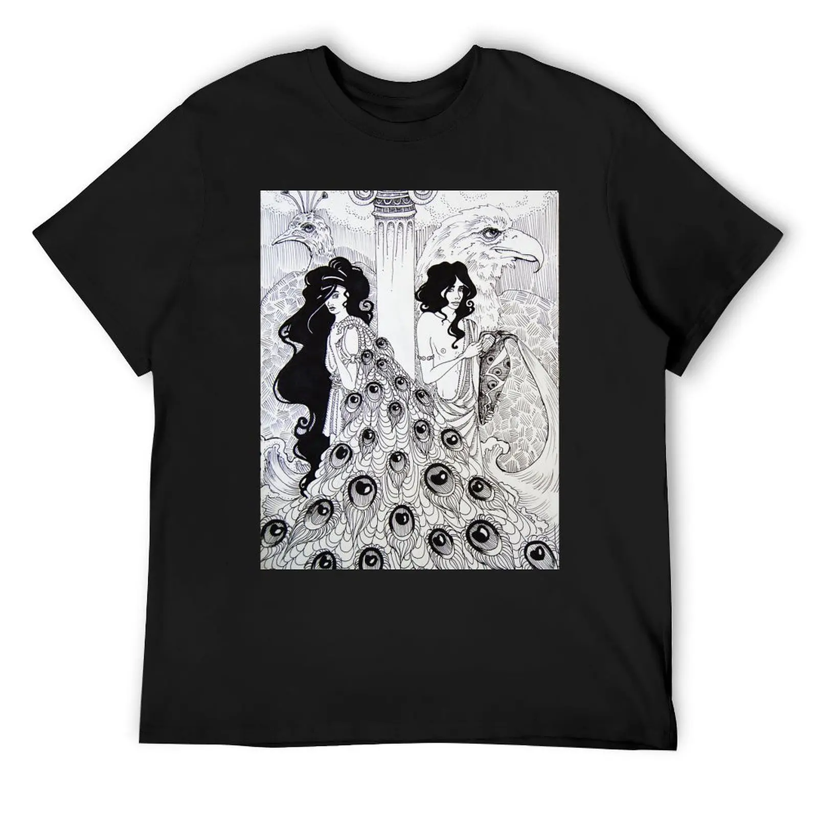 Aubrey Beardsley- Hebe and Ganymede T-Shirt vintage anime shirt man clothes blue archive mens funny t shirts