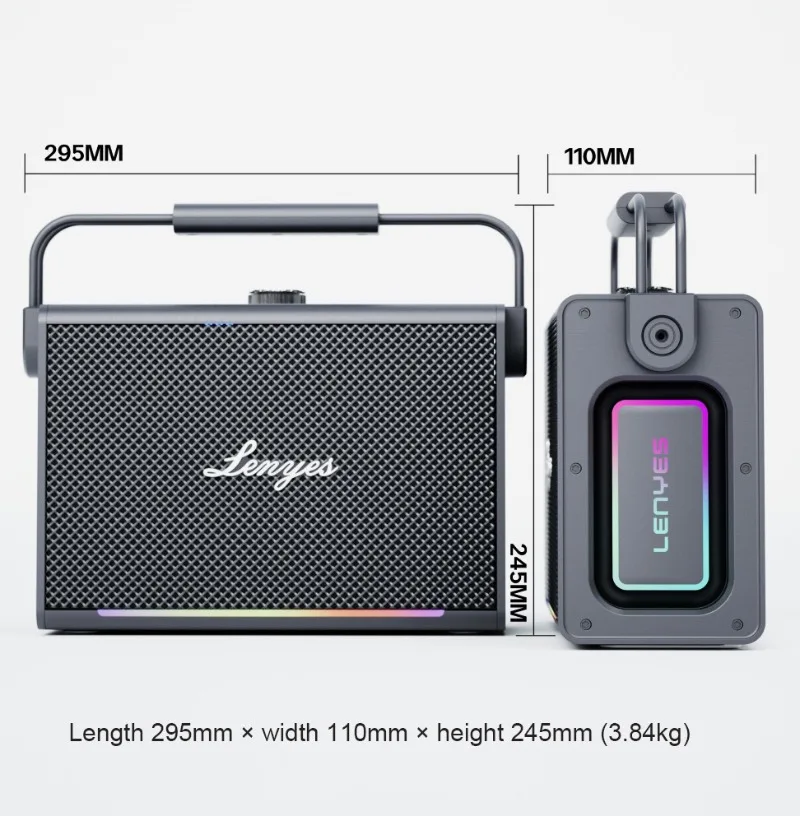Фото Lenyes TITAN2 Caixa De Som Bluetooth Мощный дышащий бас-динамик Сабвуфер с двойным микрофоном TWS TF-карта Воспроизведение через USB №4