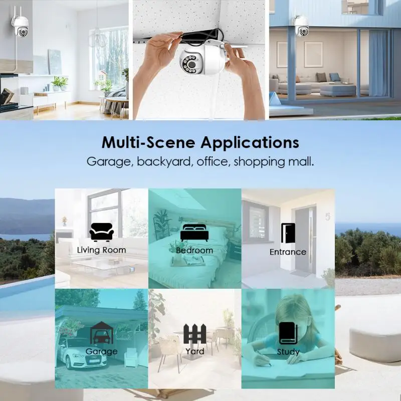 Фото Водонепроницаемая беспроводная Wi-Fi Ip-камера Ip66, 1/2/3 шт., камера видеонаблюдения высокой мощности 4 Вт с автоматическим отслеживанием, Hd Разрешение 3 Мп, камера видеонаблюдения №5