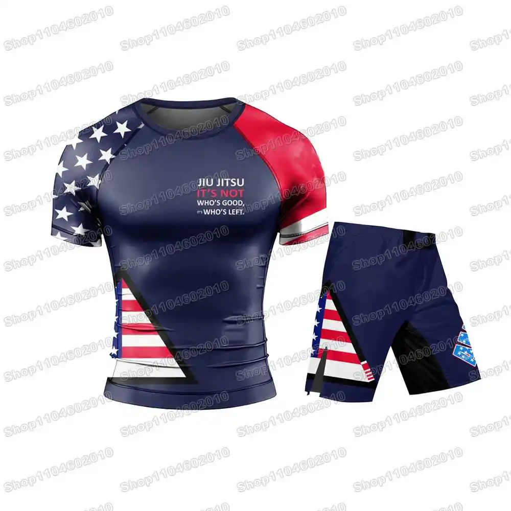 WWF Wrestling США Флаг Рашгард Серфинг Джерси Пляжные рубашки Купальники Дайвинг Тренажерный зал Шорты ММА BJJ Мужчины Джиу-джитсу Фитнес-наборы