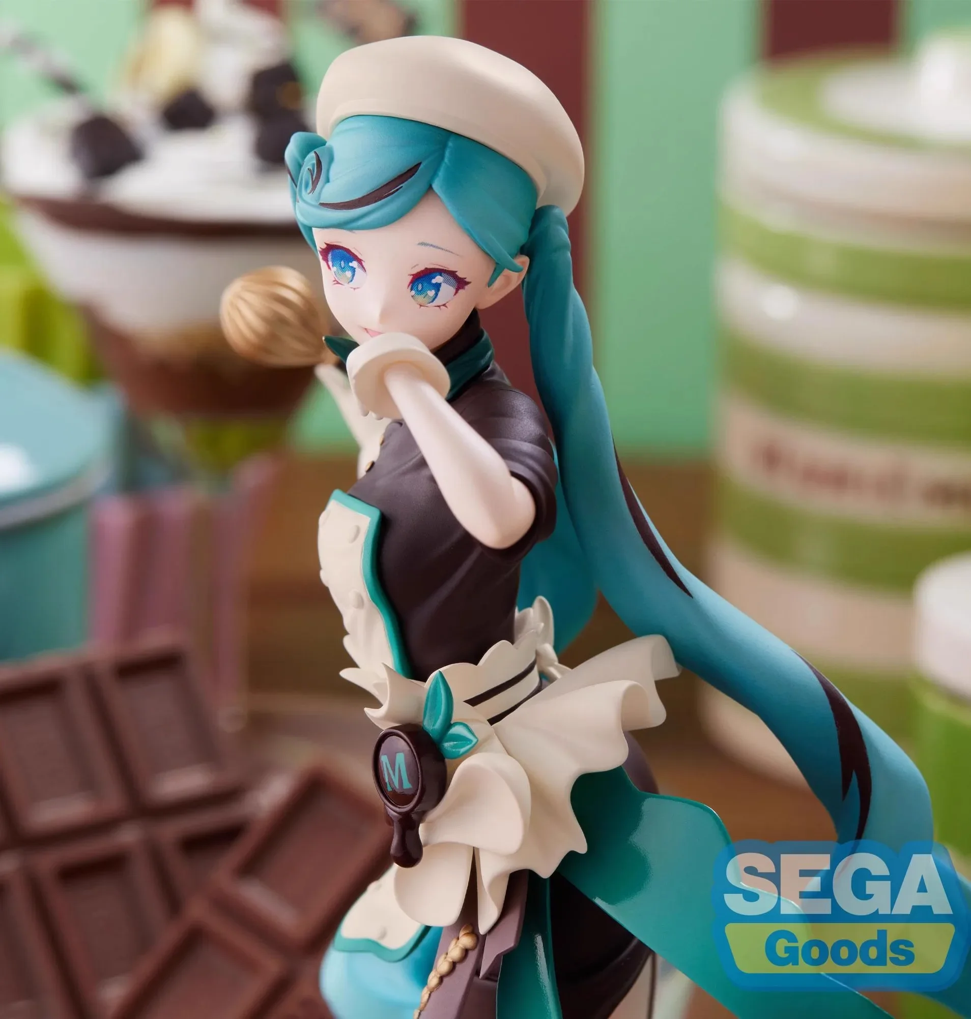 Фото Оригинальная фигурка SEGA Luminasta Hatsune Miku, Vocaloid, черный шоколад, пекарь, ПВХ, 21 см, кавайная фигурка девушки, игрушечная кукла №3