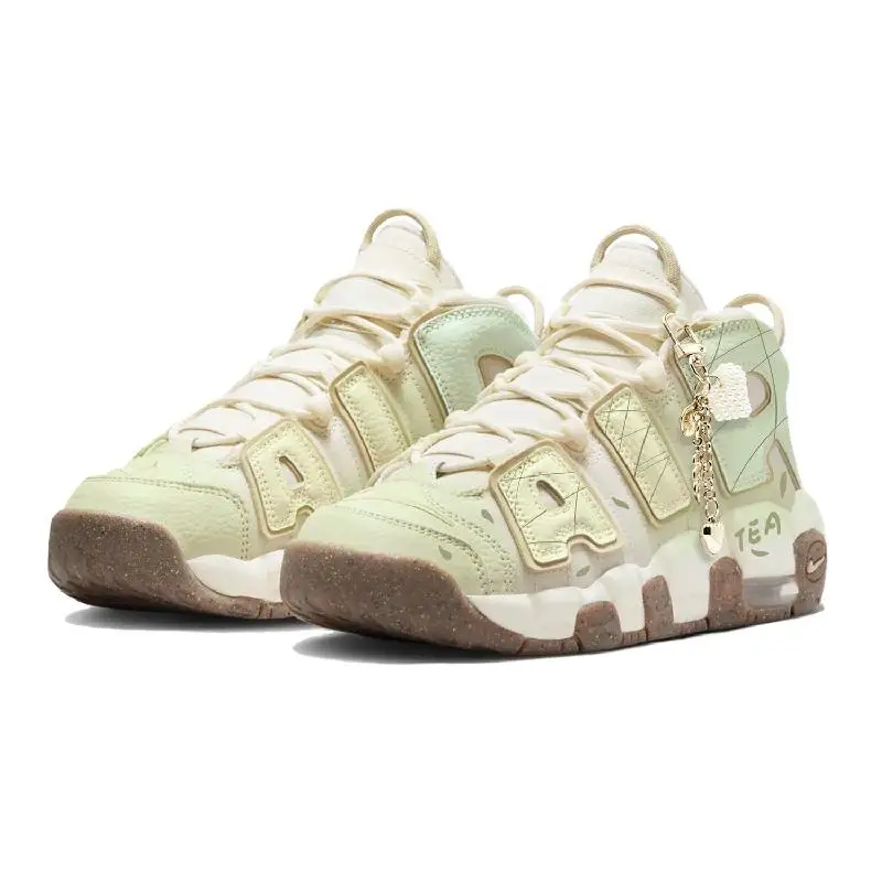 Фото [На заказ желто-зеленый полосатый кожаный навес S-BOX] Nike Air More Uptempo Противоскользящий износостойкий винтажный баскетбольный мяч средней длины S №4