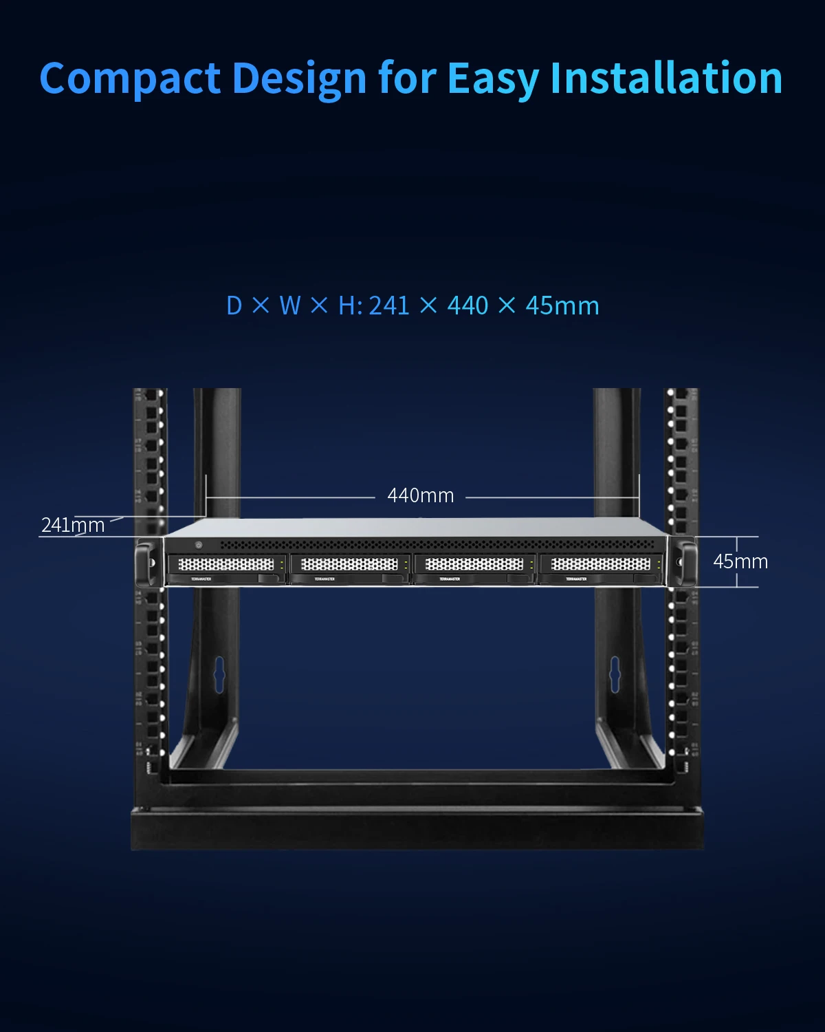 Фото TERRAMASTER D4-320U Ультракороткий корпус жесткого диска с 4 отсеками, монтируемый в стойку (без дисплея) №2