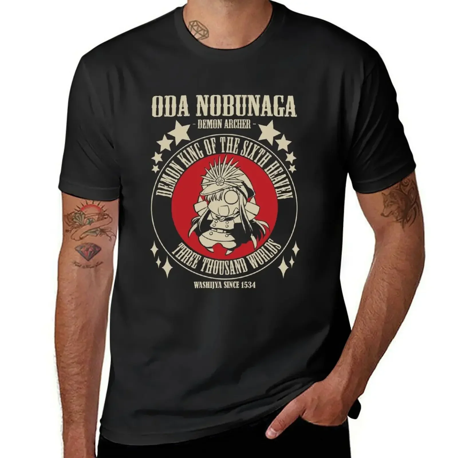 Oda Nobunaga-футболка Demon винтажная простая белая мужская одежда для мальчиков