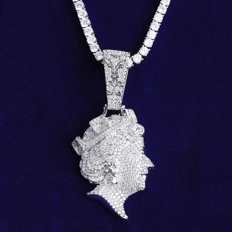 Фото Хип-хоп 5A + кубический цирконий Bling Ice Out Королева Елизабет подвески ожерелье для мужчин рэпер ювелирные изделия розовое золото серебро цвет №5