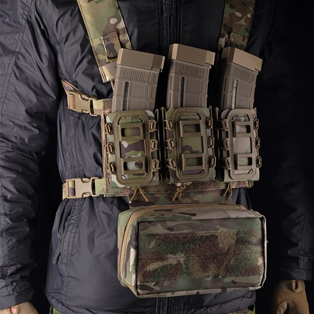 Тройная тактическая нагрудная вешалка для жилета с панелью MOLLE, лазерная вырезка, нагрудная вешалка