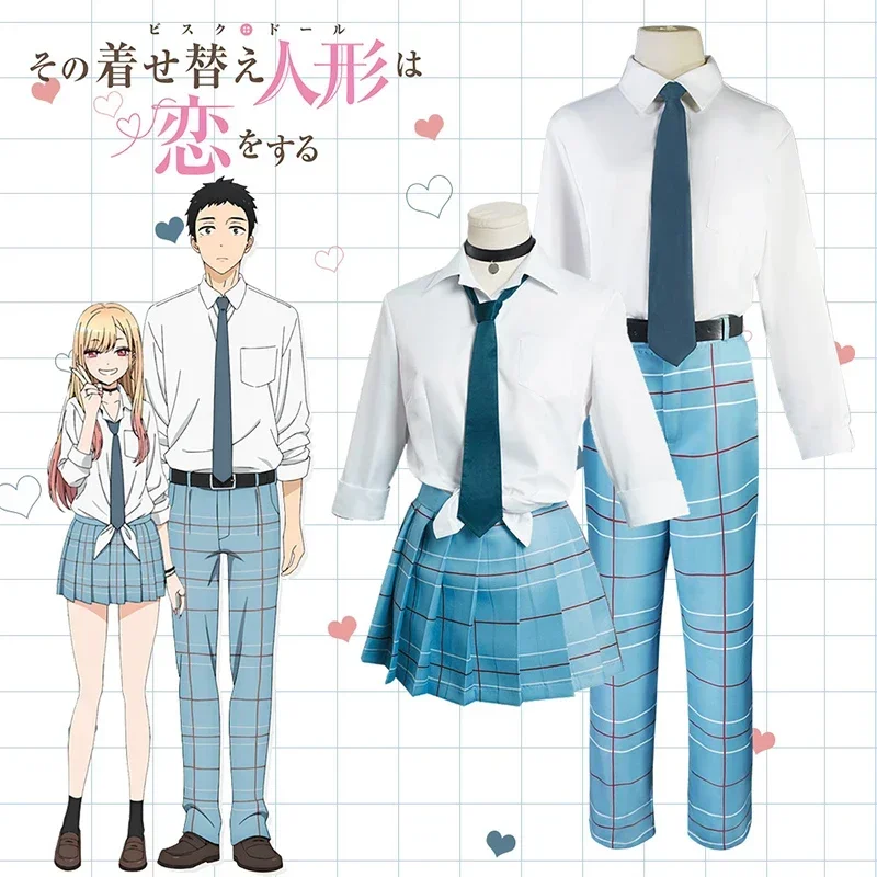 Новинка 2024 года, аниме My Dress Up Darling Kitagawa Marin, костюм JK, школьная форма, юбка, брюки, парик, Gojo Wakana, косплей, Cos abc