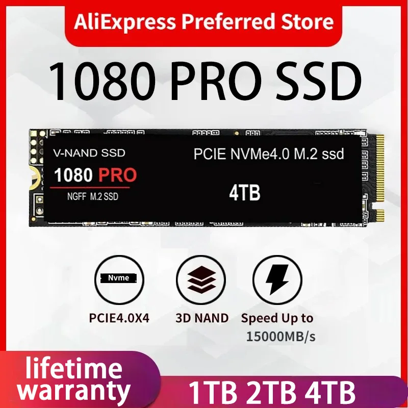 Оригинальный твердотельный накопитель 1080PRO, SSD-диск на 1 ТБ, 2 ТБ 4 ТБ, M2, Nvme, Pcie M2 2280, Внутренний твердотельный диск на 4 ТБ, SSd Nvme M2 для настольного компьютера PS5