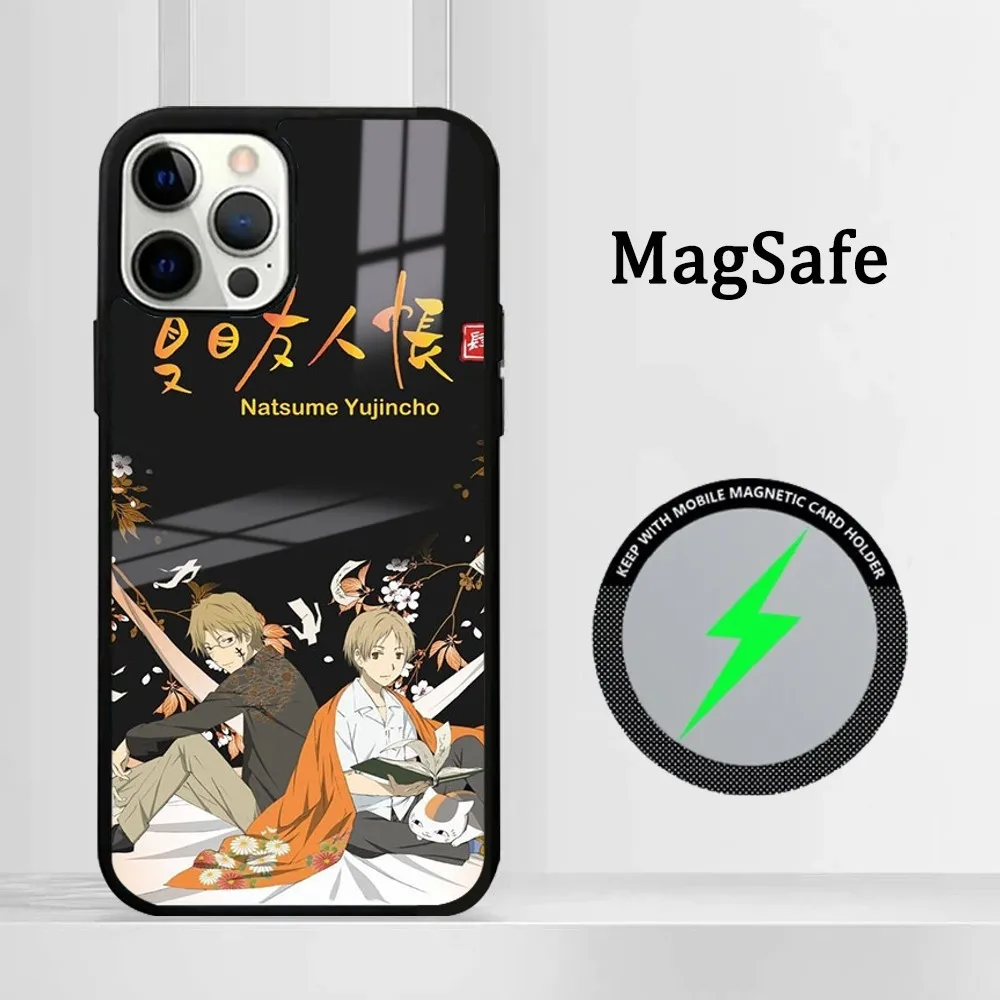 Фото Чехол для телефона N-Natsume Book Friends для iPhone 16, 15, 14, 13, 12, 11 Pro Max Plus Mini Magsafe Mirror, беспроводной магнитный чехол №4