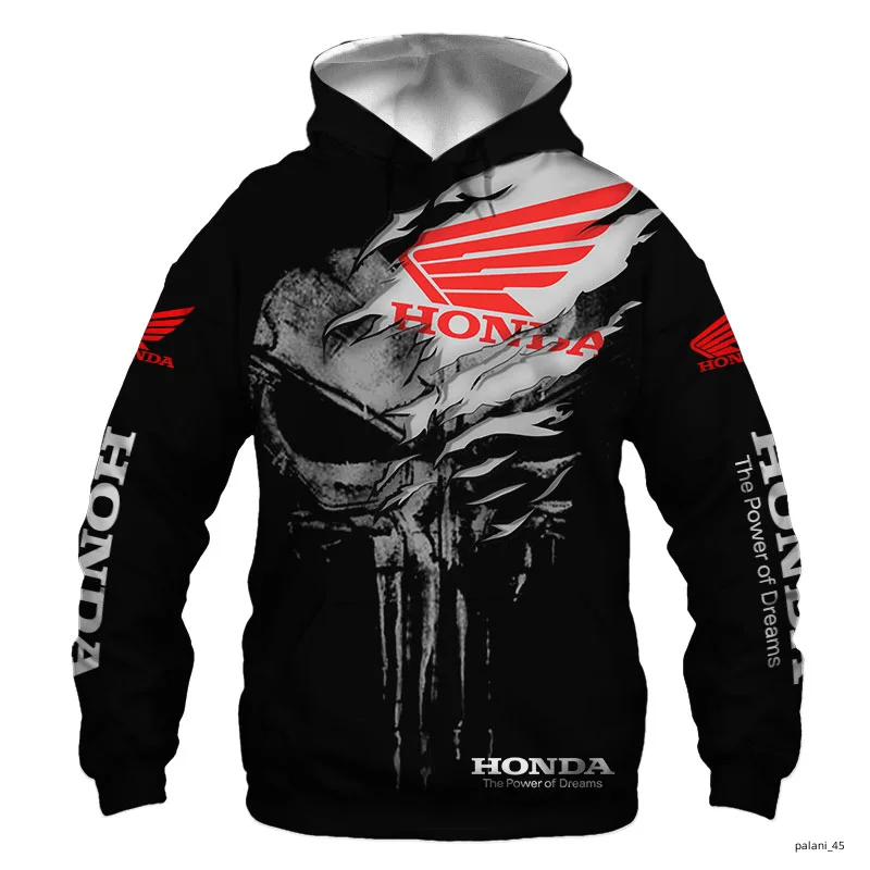 Популярный мужской свитшот с капюшоном Honda Для мотогонок, спортивная куртка с 3D Цифровым принтом, Модный повседневный свитшот, на весну
