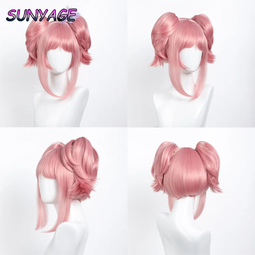 Фото SUNYAGE Puella Magi Madoka Magica Madoka Kaname Косплей Парик Розовый Pendek 2 Klip Ekor Kuda Sintetis Tahan Panas Парик для волос №2