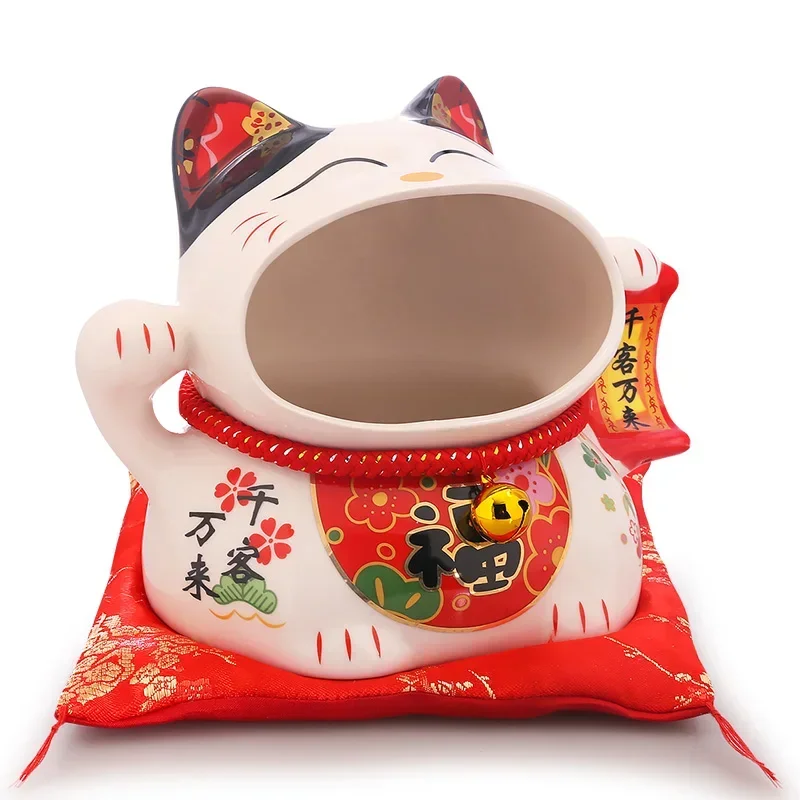 Фото 8-дюймовая керамическая коробка конфет Maneki Neko Lucky Cat, копилка, копилка для хранения кошек, банка для закусок №3