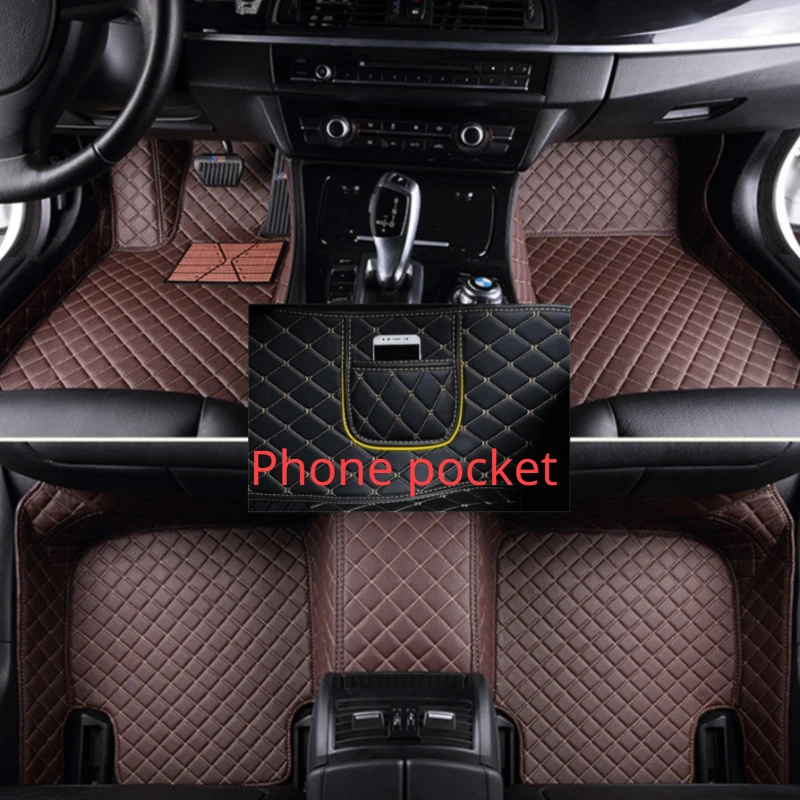 Автомобильные коврики на заказ для BMW X4 G02 2018-2022 года, искусственная кожа, карманный ковер для телефона, аксессуары для интерьера автомобиля