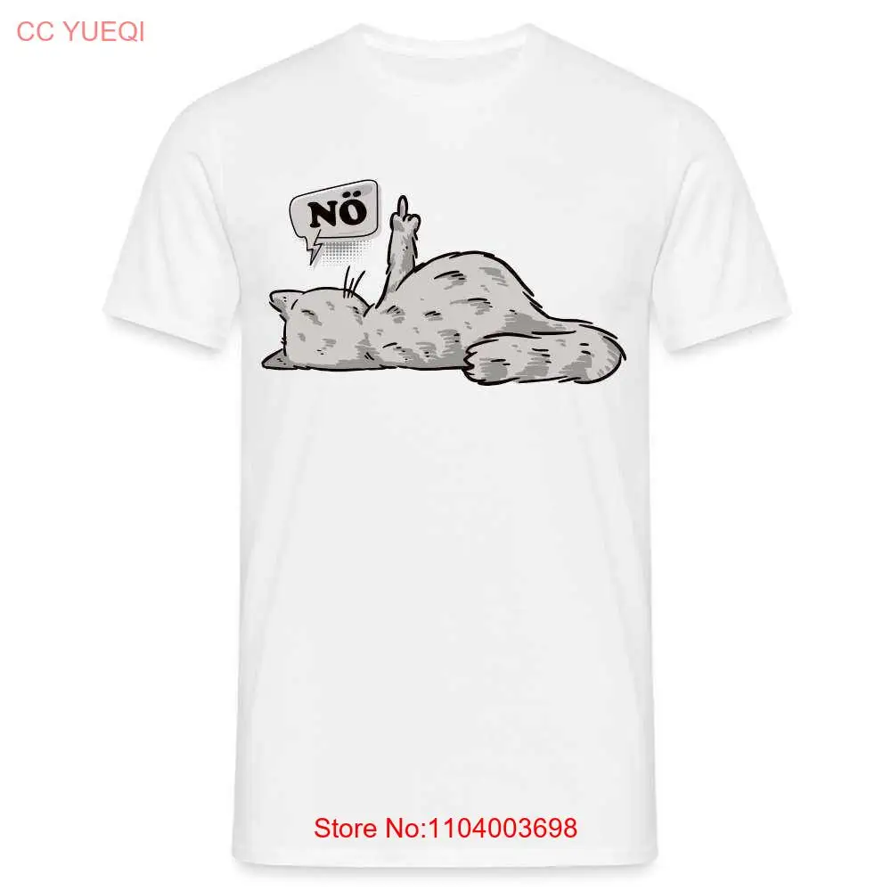 Забавная футболка в стиле комиксов Lazy Cat со средним пальцем NÖ с длинными или короткими рукавами