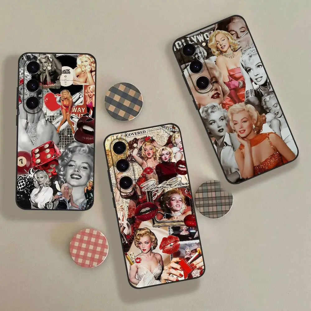 Чехол для телефона M-Marilyn Monroe для Samsung S24, S25 S22, S30, Note20, Lite, Ultra,5G, Plus,FE, противоударный, тонкий, черный, чехол