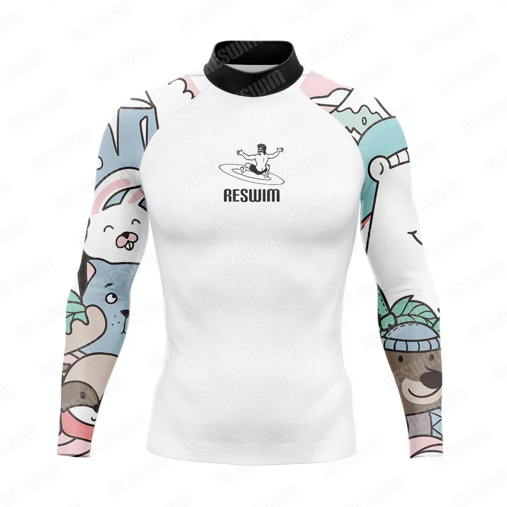 Фото 2025: мужской купальник Rash Guards, пляжный купальник с защитой от ультрафиолета, футболка для плавания, рубашки для мальчиков из лайкры с длинными рукавами для серфинга и дайвинга, рубашки для плавания №3