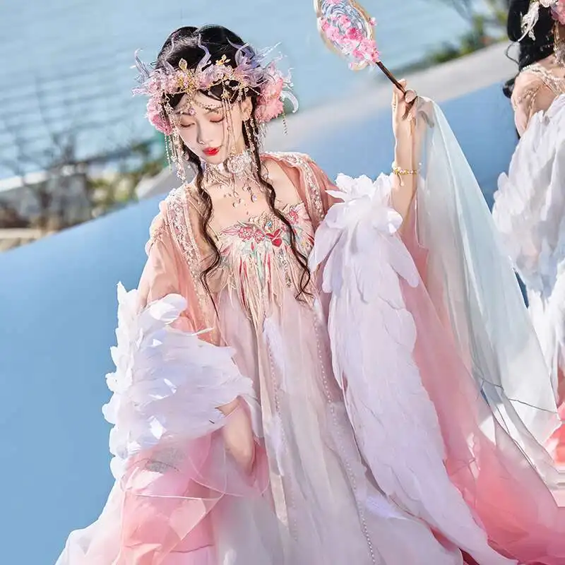 Hanfu Jurk Vrouwen Chinese Oude Traditionele Hanfu Carnaval Somaliland Cosplay Kostuum Podium Hanfu Pink & Rose Dansjurk