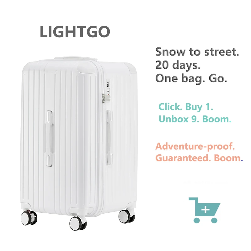29,5-дюймовый чемодан TSA с тормозными колесами LIGHTGO Небьющийся чемодан для ПК для модных путешественников Glacier White