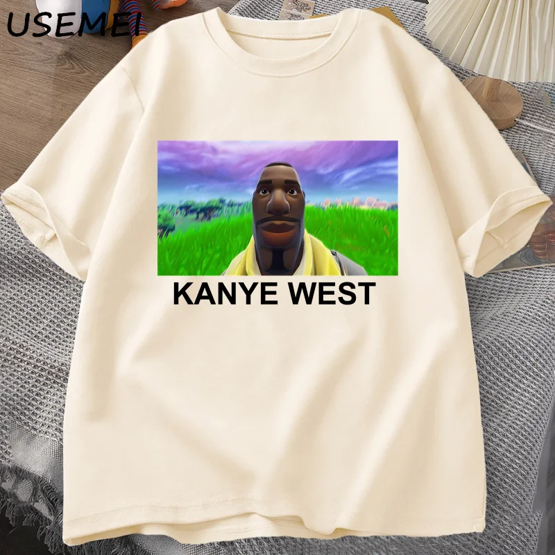 Фото Футболка Kanye West Meme для мужчин и женщин, Grafis Pria Wanita, хип-хоп, Gaya, юмор, режим винтажного рубашки, хлопковые топы №3