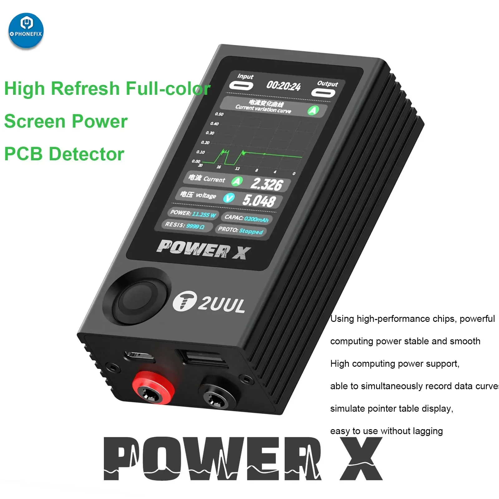 2uul PW11 Power X с высоким обновлением, полноцветный экран, детектор печатных плат, работа в один клик для тестера цепей мобильного телефона, инструменты