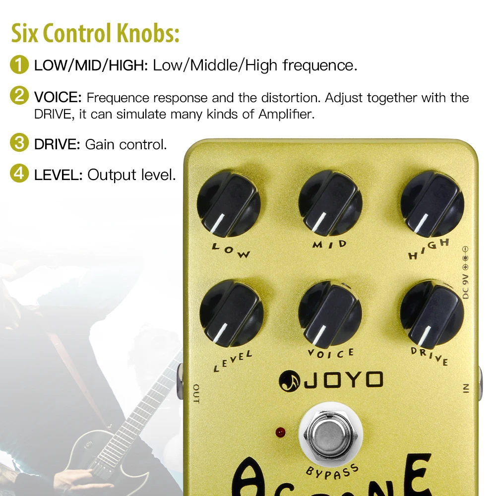 JOYO JF-13 AC TONE Overdrive гитарная педаль имитирует ламповый усилитель AC-30, классический британский рок-звук для гитариста (art.: 3920cf83b2994) - 3920cf83b2994