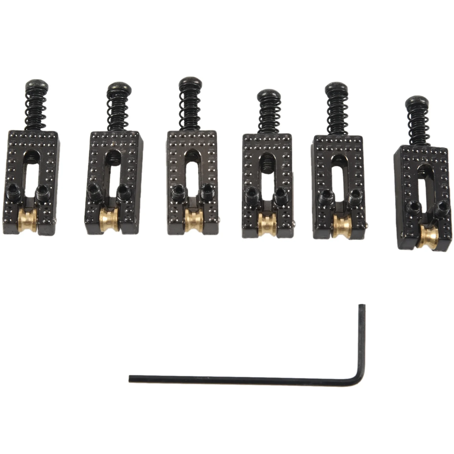 Фото 6 роликовых мостовых седлов Tremolo с ключом для крыла Strat Tele электрическая гитара черного цвета №2