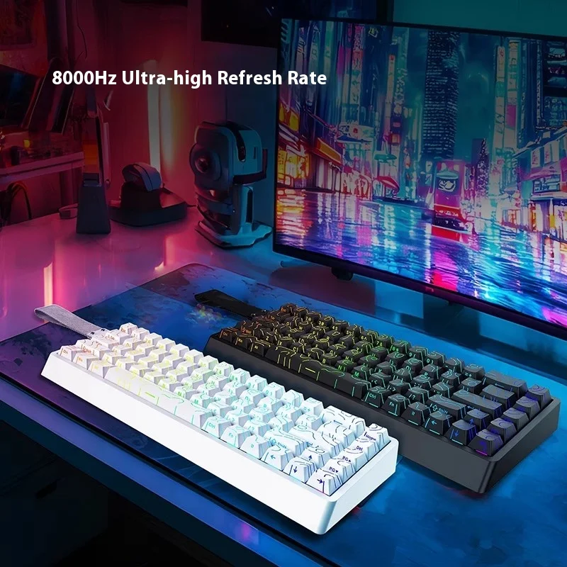 Фото Irok Nd68 Pro Клавиатура с магнитным переключателем 0,001 мм Rt 8k Эргономичная игровая клавиатура Прокладка с возможностью горячей замены и датчиком Холла RGB для клавиатуры №4