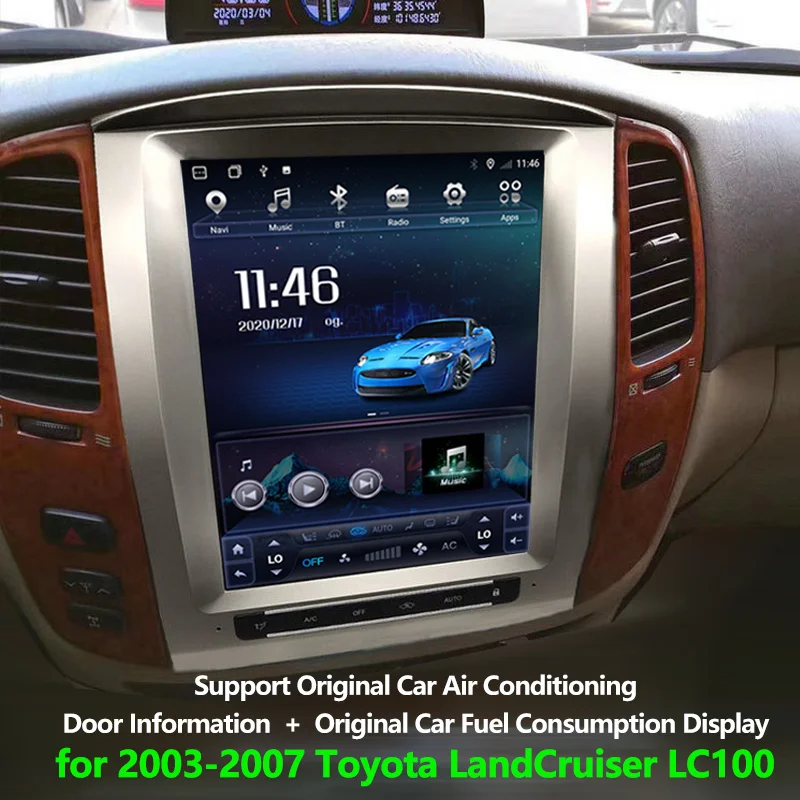 Мультимедийный видеоплеер на Android с экраном 128G Тесла для Toyota Land Cruiser 100 LC100 для Lexus LX470 2002-2007 2din Радио стерео