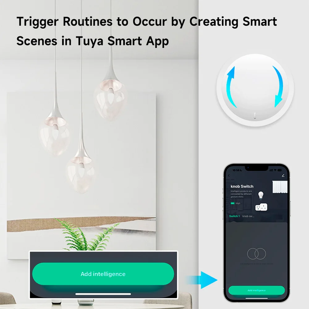 Фото Умная ручка Tuya ZigBee, беспроводная кнопка сцен, вращающийся диммер, бытовая техника, автоматизация связи, пульт дистанционного управления №3