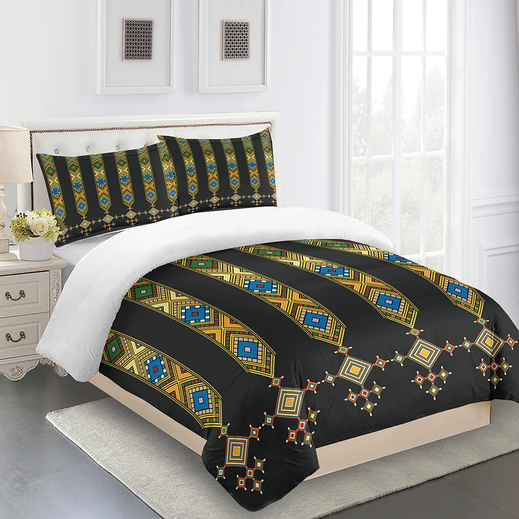 Saba Telet Эфиопский Эритрейский 240x220 King Queen Twin Полный комплект постельного белья Односпальная двуспальная кровать Комплект пододеяльников и 2 наволочки