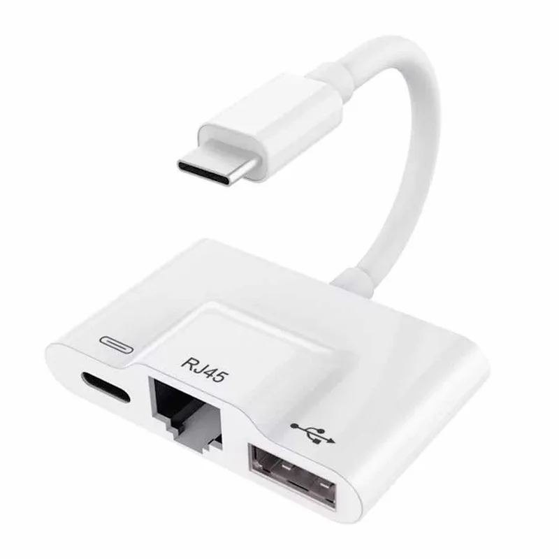 3 в 1 адаптер для зарядного устройства типа C к Lan 100 Мбит/с Ethernet Rj45 адаптер Otg Usb 3.0 устройство для чтения камеры для смартфона Type-C