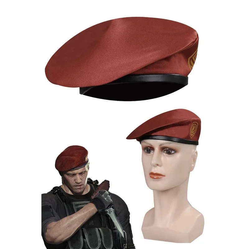 Шляпа Джека Краусера, игра Resident 4, аксессуары для костюмов для косплея, красный берет для взрослых, головной убор для мужчин и женщин, реквизит для ролевых игр, фантазия
