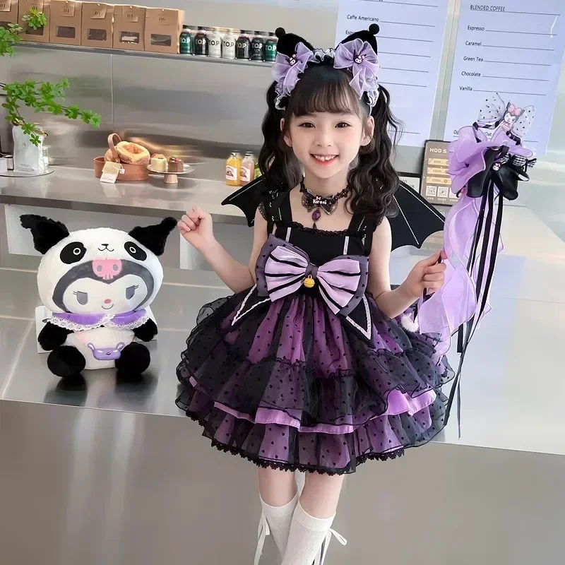 Детское платье для косплея Sanrio Kuromi, плиссированная юбка в стиле академии, верхняя одежда для девочек, платье принцессы, подарок на день рождения