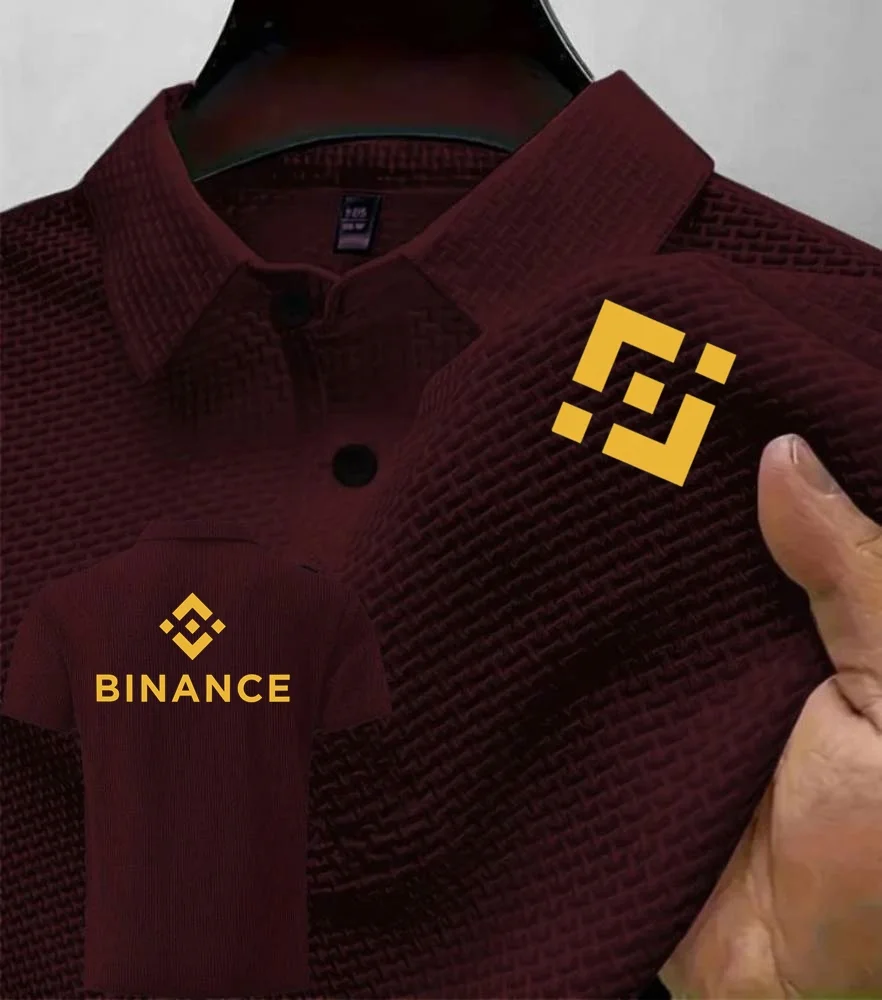 Роскошные деловые рубашки поло Binance Crypto футболка ледяной шелк эластичная футболка мужские тонкие дышащие рубашки с короткими рукавами с лацканами топы