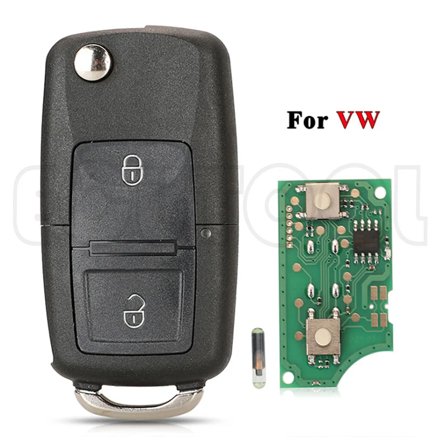 Флип-накопитель с 2 кнопками для VW Bora Golf Polo Passat Touran Seat Skoda 434MHz ID48 Chip 1J0959753AG/ 1J0959753CT