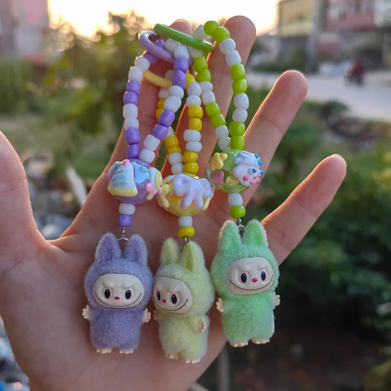 Labubu Kawaii Crybaby × Летающая маленькая полицейская цепочка, подвеска на рюкзак, браслет из бисера, аксессуары, декоративный брелок