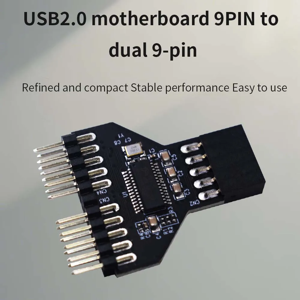 Фото Док-станция TISHRIC USB 2.0 с 9-контактным разветвителем, 9-контактным разъемом USB, удлинителем от 1 до 2, 9-контактным разъемом USB2.0 для вентиляторов с подсветкой RGB №4