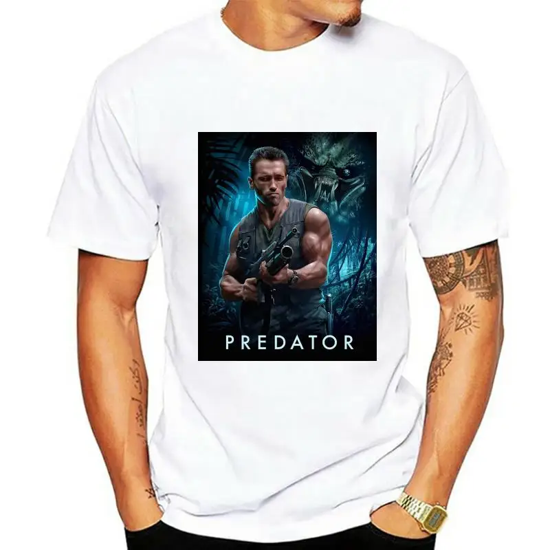 ПЛАКАТ PREDATOR ARNOLD SCHWARZENEGGER ALIEN AVP МУЖСКАЯ футболка с рождественским подарком Хлопковая футболка с 3D крутым дизайном Футболка размера плюс