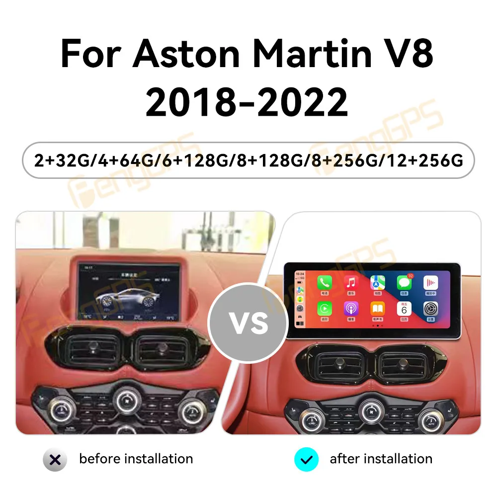 12,3-дюймовый автомобильный радиоприемник для Aston Martin V8 Vantage 2018-2022, мультимедийный плеер с GPS-навигацией и экраном Android 13 AI, Carplay Unit Linux