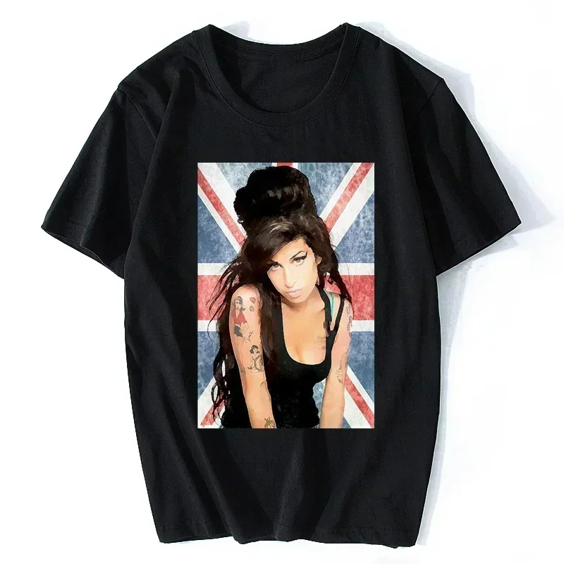 Футболка Amy Winehouse Union Jack Music, городская футболка R & B для мужчин и женщин, футболка унисекс, крутая Повседневная хлопковая Футболка с рукавами, модная одежда