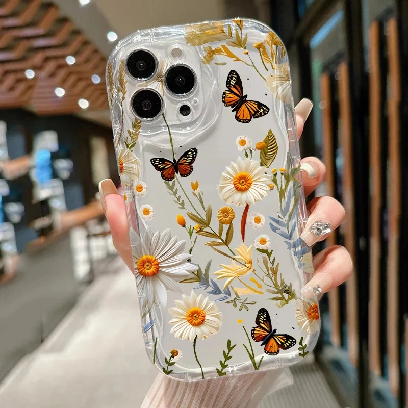 Изогнутый чехол для телефона с узором бабочки и хризантемы для Honor 400 200 X9C X9B X8 X8B X8C X7A X7B X6 X6B Magci 7 6 Lite Cover