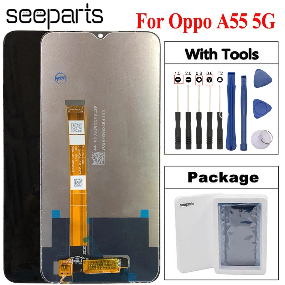 Протестированный дисплей для OPPO A55 5G LCD дисплей кодирующий преобразователь сенсорного экрана в сборе Замена для Oppo A55 PEMM00 Phone 6,5