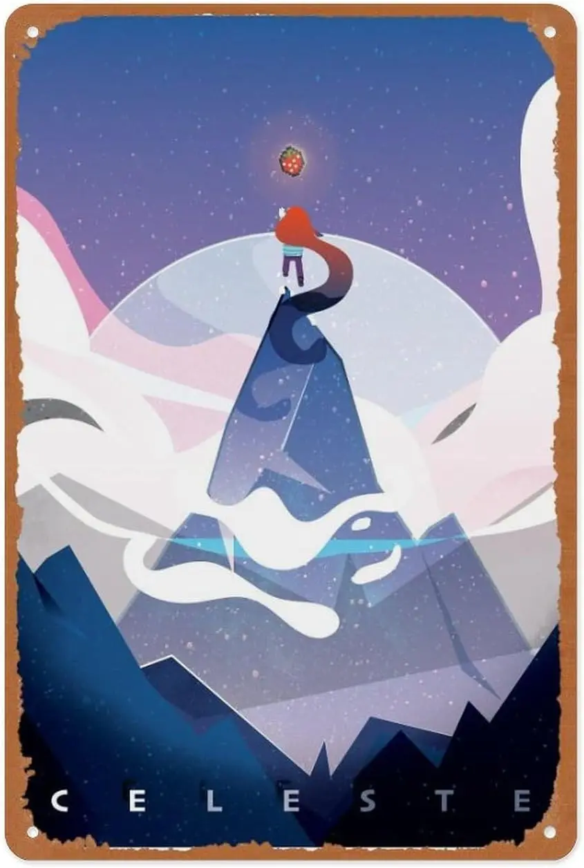 1p, металлический знак в стиле ретро — произведение искусства Celeste Fanart — настенное искусство для видеоигр |   Консоль Classic Decor для игр Dens-алюминий