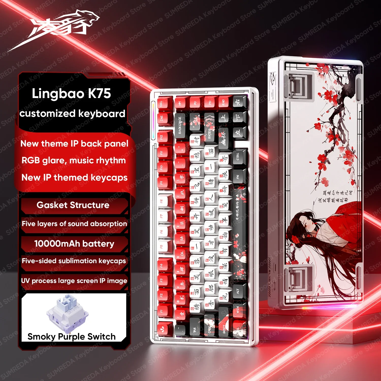 Фото LINGBAO K75 PRO аниме IP механическая клавиатура проводная прокладка горячая замена RGB игровая клавиатура пользовательские аксессуары для ПК геймер ноутбука ​   Подарки №2