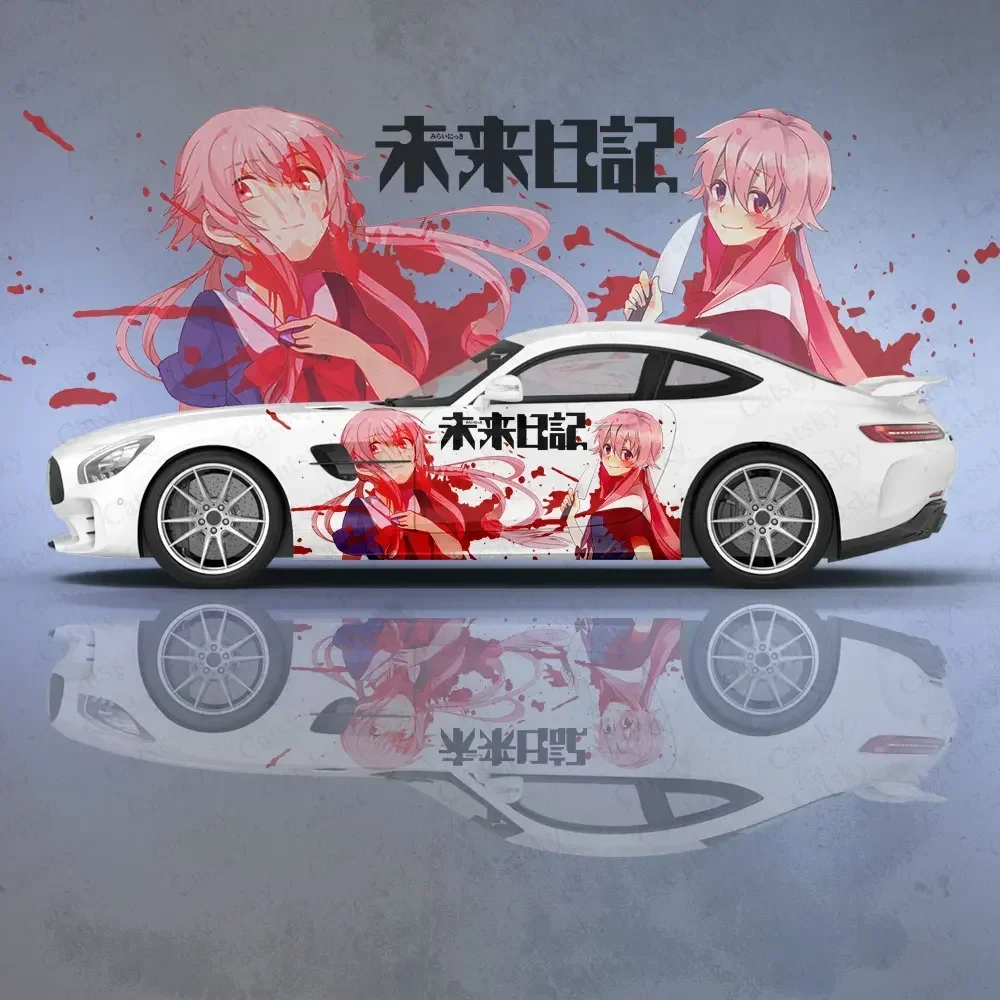 Дневник будущего, наклейка на кузов автомобиля, аниме Itasha, виниловая боковая наклейка на автомобиль, наклейка для декора автомобиля, защитная пленка для автомобиля