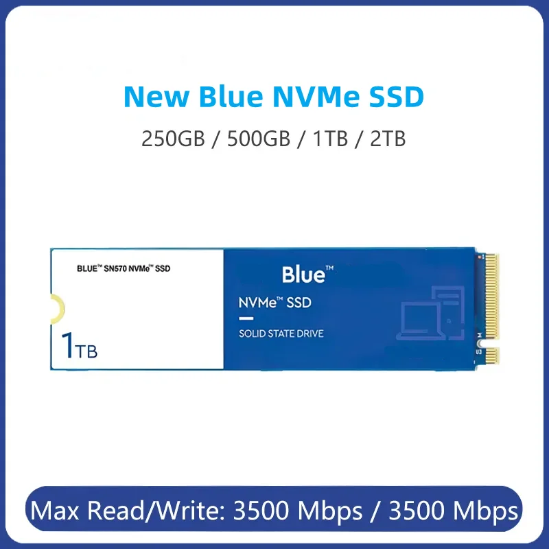 Синий SN570 NVMe 2 ТБ 1TB 500GB 250GB SSD PCIe3.0 * 4 M.2 2280 Внутренний твердотельный накопитель для ноутбуков и ПК