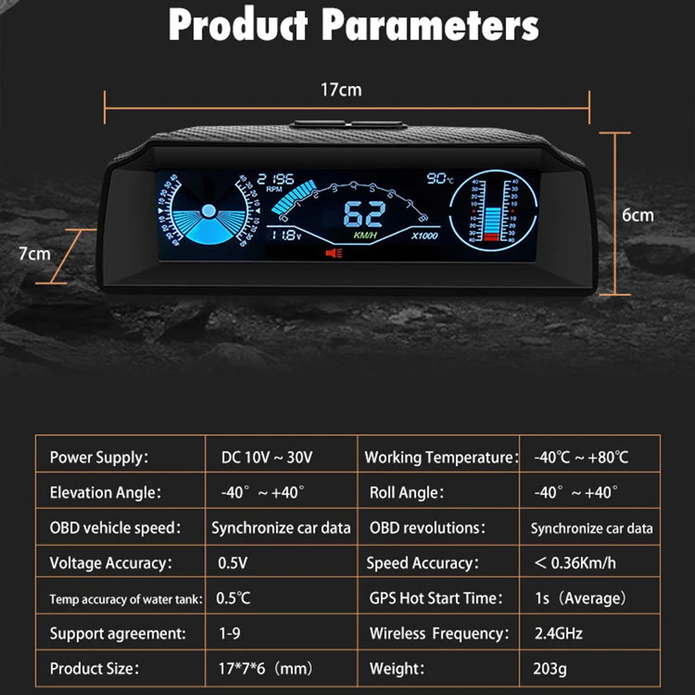 Инклинометр X90 GPSOBD2, автомобильный измеритель частоты вращения, наклона и долготы (art.: 3920c29a09377) - 3920c29a09377
