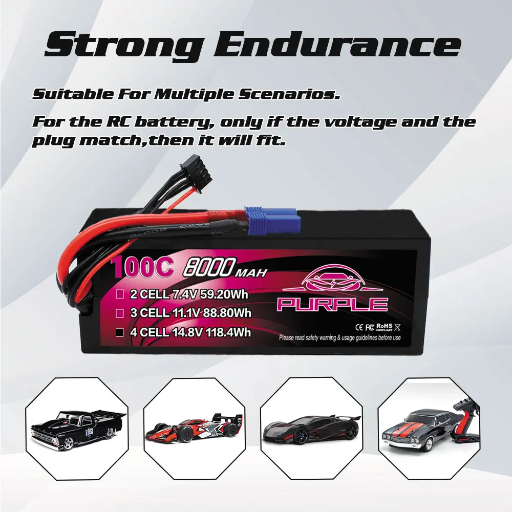 Фото Аккумулятор CNHL 2S 3S 4S Lipo, 8000 мАч, 7,4 В, 11,1 В, 14,8 С, жесткий чехол с разъемом EC5 T для радиоуправляемого автомобиля, лодки, грузовика, багги №3