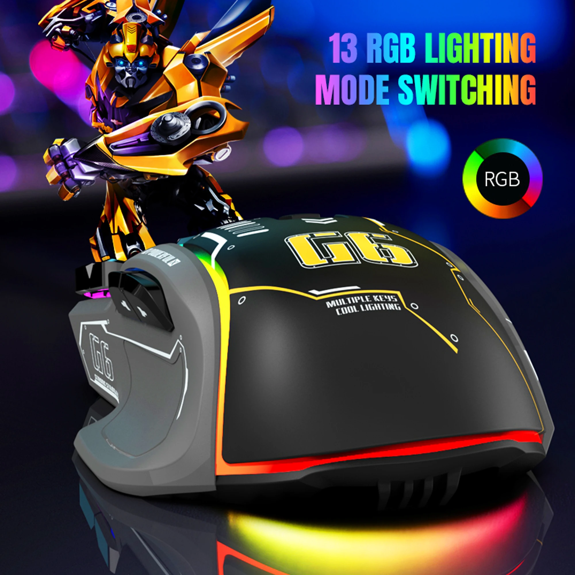 Горячая Распродажа HXSJ G6 1000 Гц RGB 12800 Механическая программируемая Регулируемая макро игровая мышь с 10 кнопками для игрового настольного ПК (art.: 3920c89a186d5) - 3920c89a186d5