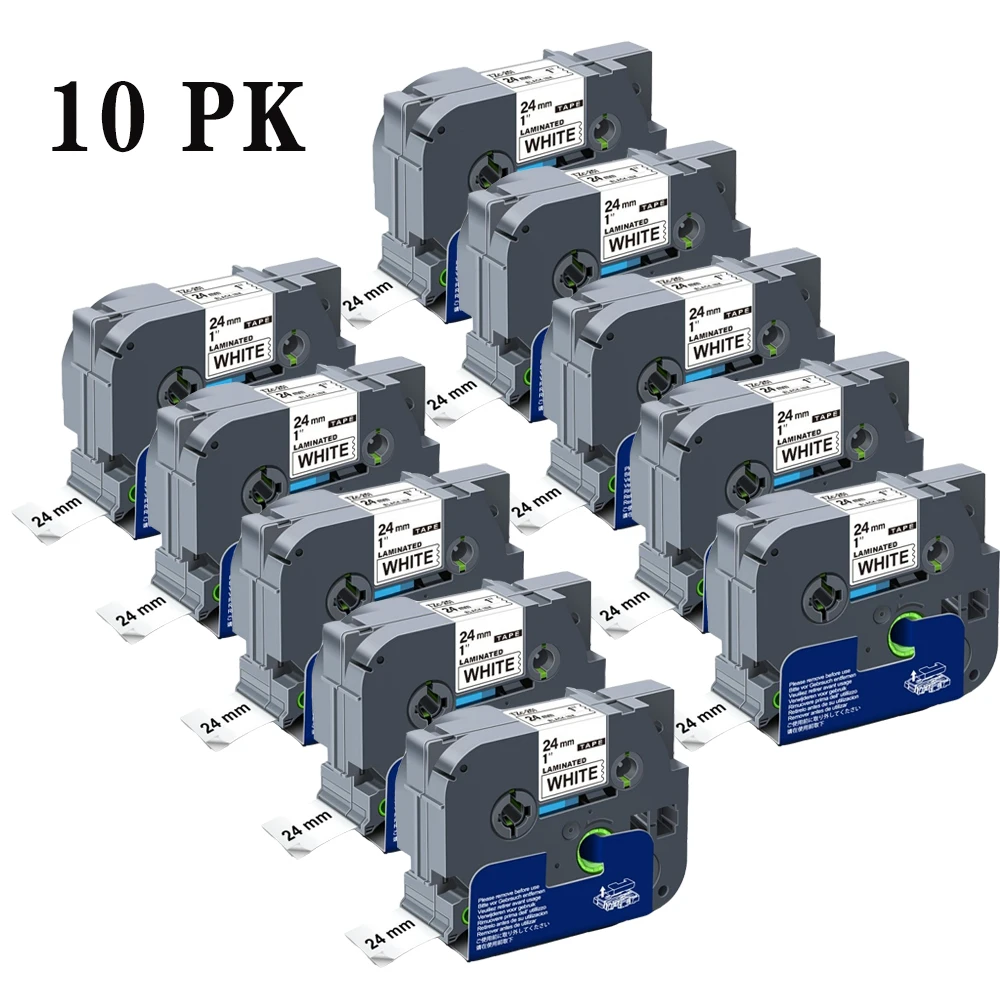 10/20PK 24 мм x 8 м черно-белая лента для этикеток, совместимая с tze TZ TZe 251 фотолента для принтера этикеток P-Touch
